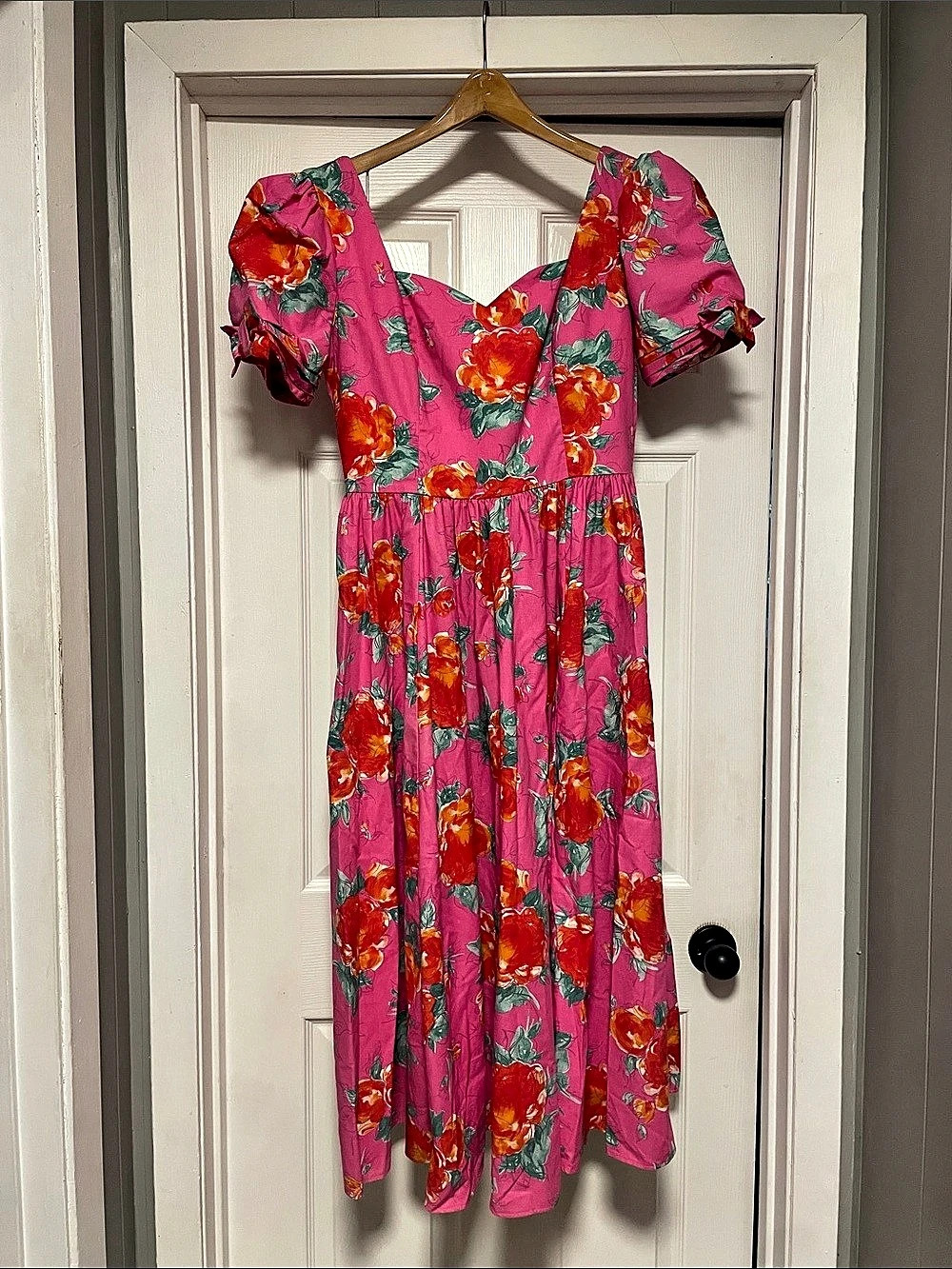 Laura Ashley Floral Midi Dress Pink & Red US 12